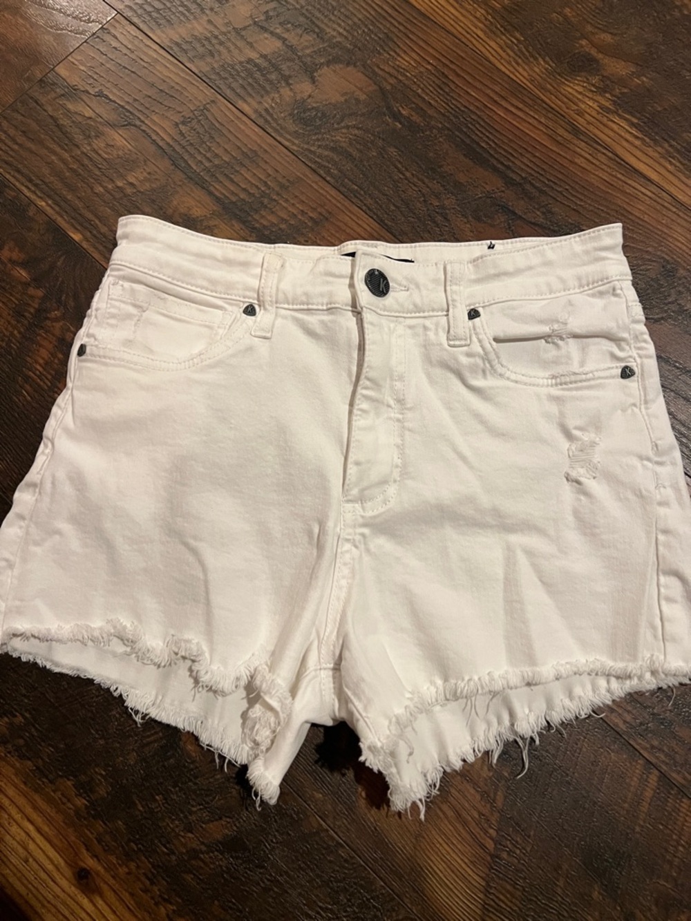 Kut from the Kloth White Frayed Hem Denim Shorts